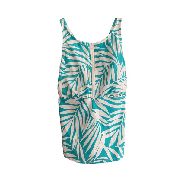 eco beach Other - Tropical Blue and White Leaf Print Swim Tankini Top XL